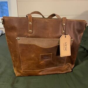 Szone Leather Laptop Bag with long strap